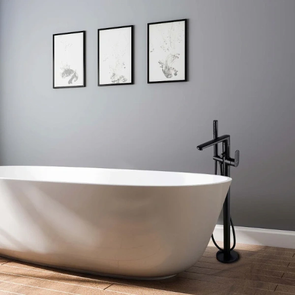 Смеситель для ванны Акватек Ника черный матовый, с длинным изливом - фото 7