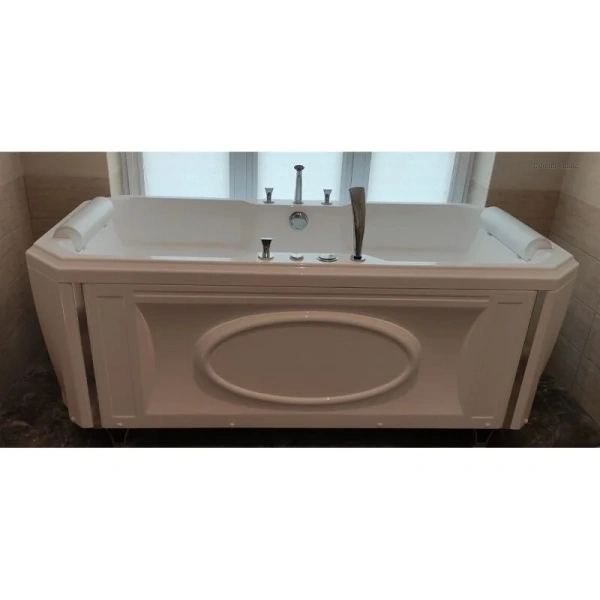 Акриловая ванна Fra Grande Фернандо 4-01-2-0-1-421, 190 x 90 см, рама-подставка на декоративных ножках, подголовник - 2 шт., белая/хром - фото 1