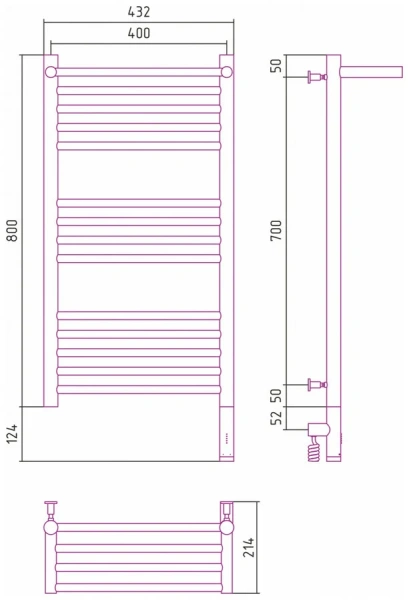 Полотенцесушитель электрический Сунержа Богема 3.0 40х80 см левый без покрытия, из нержавеющей стали, с полкой, неповоротные, с терморегулятором  - фото 6