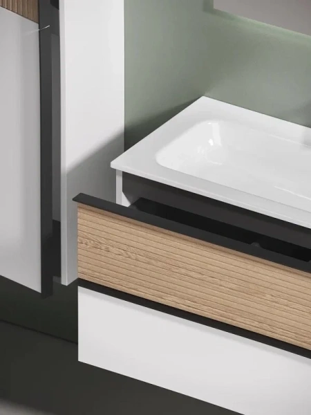 Тумба под раковину подвесная Sancos Delta 120 см дуб светлый/белая - фото 4