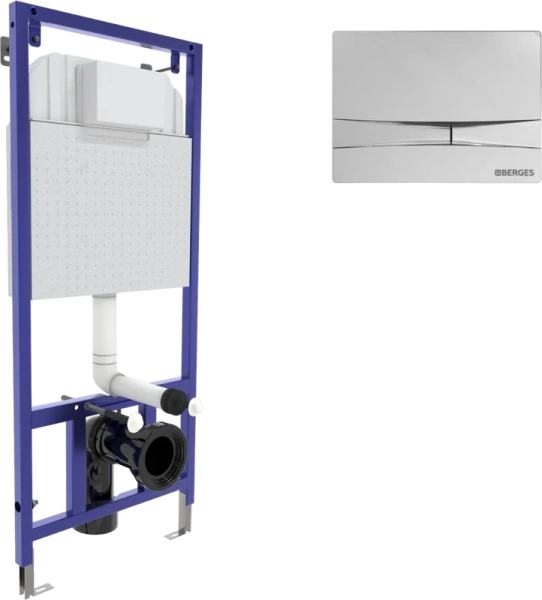 Инсталляция для унитаза BERGES Novum кнопка хром глянец, с механическим сливом - фото 6