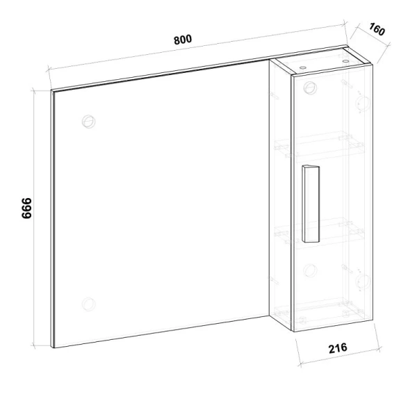 Зеркальный шкаф Grossman Neo 80 см белый, в наличии - фото 2