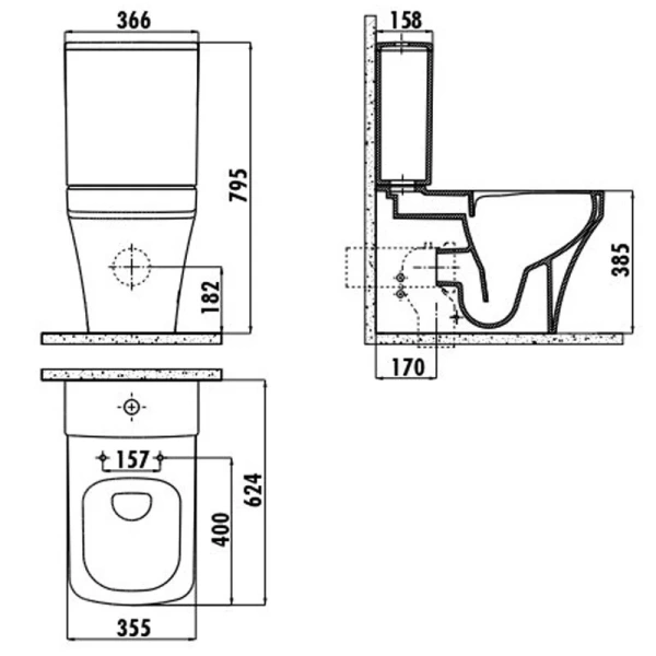 Унитаз компакт Creavit Solo SO361-11CB00E-0000 безободковый - фото 2