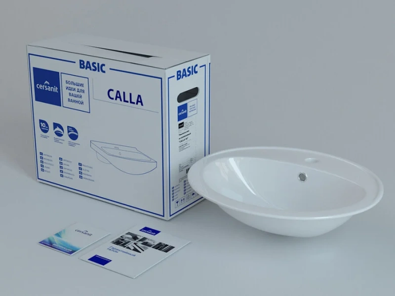 Раковина Cersanit Calla 54 см встраиваемая, белая - фото 4