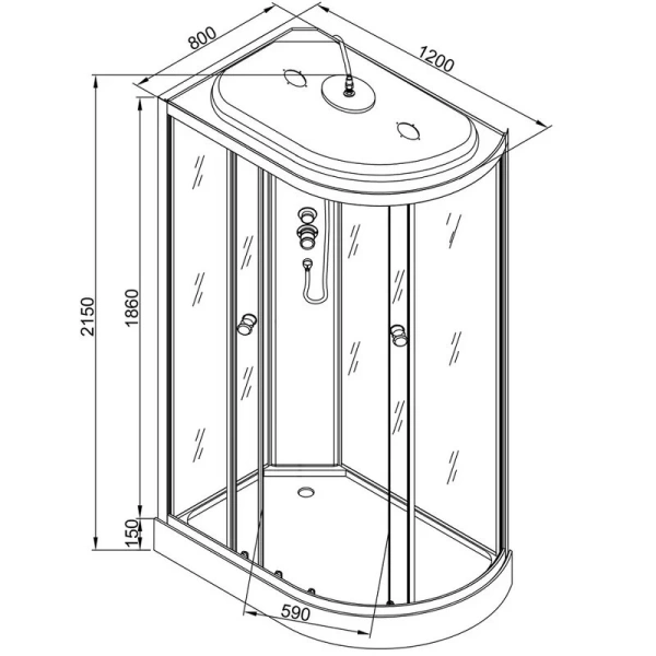 Душевая кабина Deto L 120x80 см с гидромассажем - фото 2