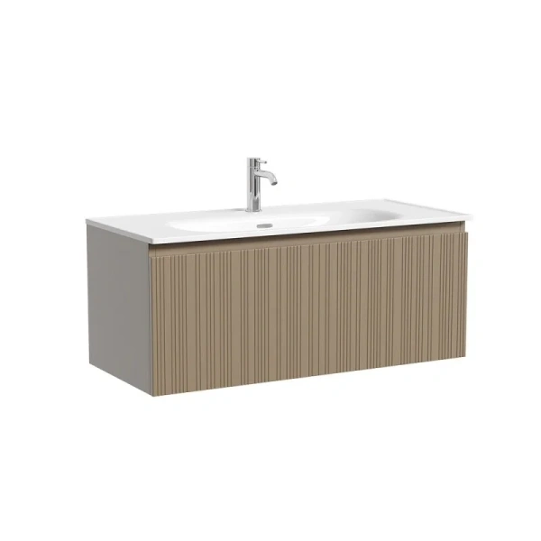 Тумба под раковину подвесная Sancos Code 100 см серо-бежевая