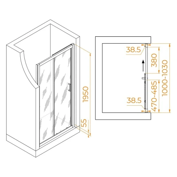 Душевая дверь в нишу RGW Passage PA-016 100 см профиль хром - фото 2