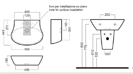 Раковина подвесная Hatria Nido Y0TT01 55х45 см, керамические - фото 7
