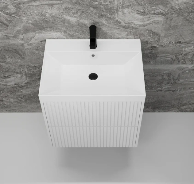 Тумба под раковину подвесная Style Line Стокгольм 60 см белый рифленый софт, подвесная, пристенная - фото 4