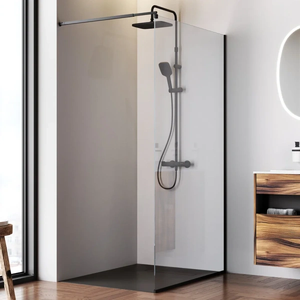 Душевая перегородка Am.Pm Func 110 см профиль черный, черные - фото 3