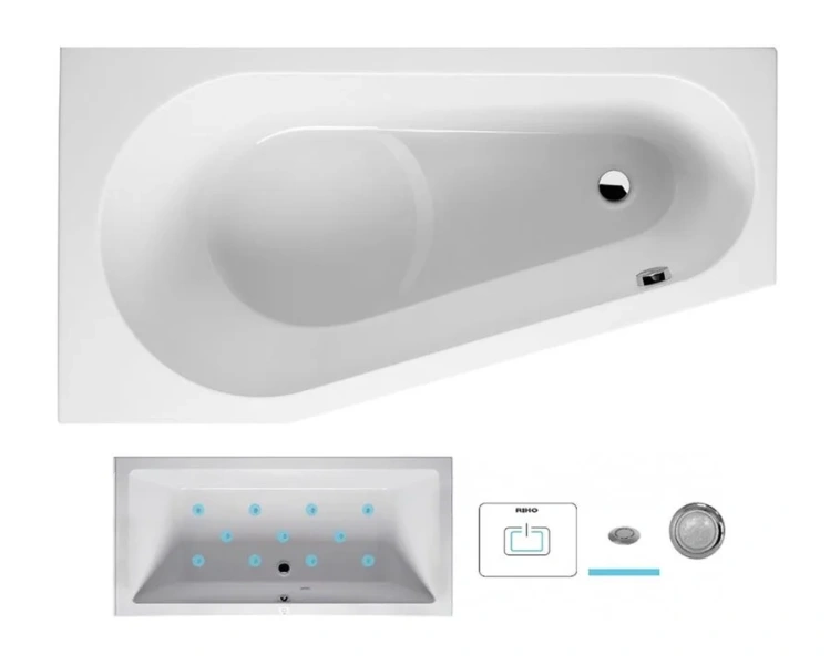 Ванна гидромассажная Riho Delta 160 х 80 см, AIR, левая/правая - фото 4