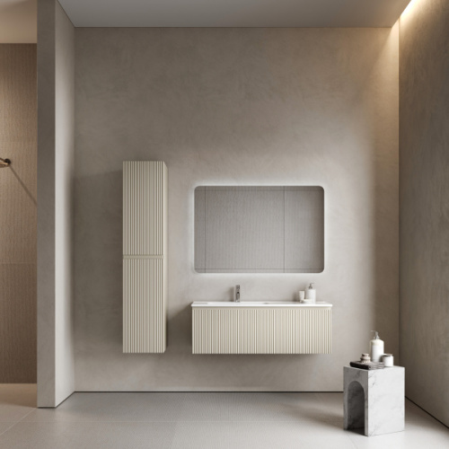 Тумба под раковину подвесная Sancos Snob R 1.0 100 см левая beige soft - фото 2