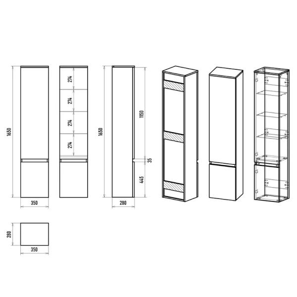 Шкаф-пенал Brevita Victory 35 см зеленый, левый, в наличии - фото 2