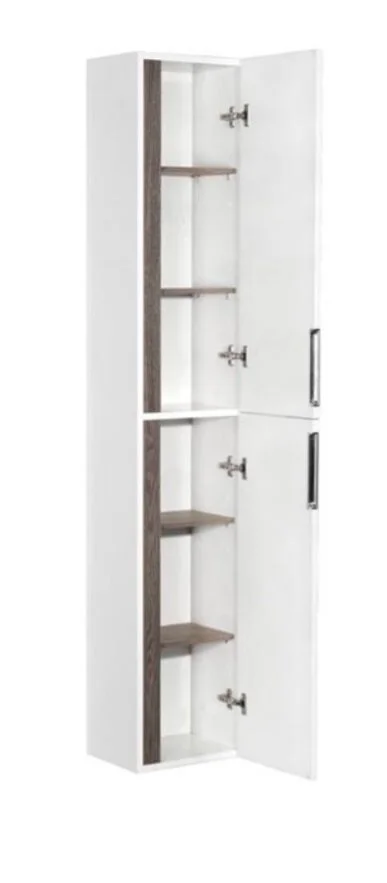 Шкаф-пенал подвесной Акватон Рене 31 см белый глянцевый/грецкий орех, нет в наличии - фото 2