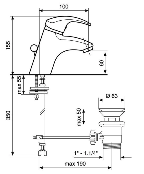 Смеситель для раковины, ручка Luxor, Emmevi Anubis 7003R, для раковины - фото 2