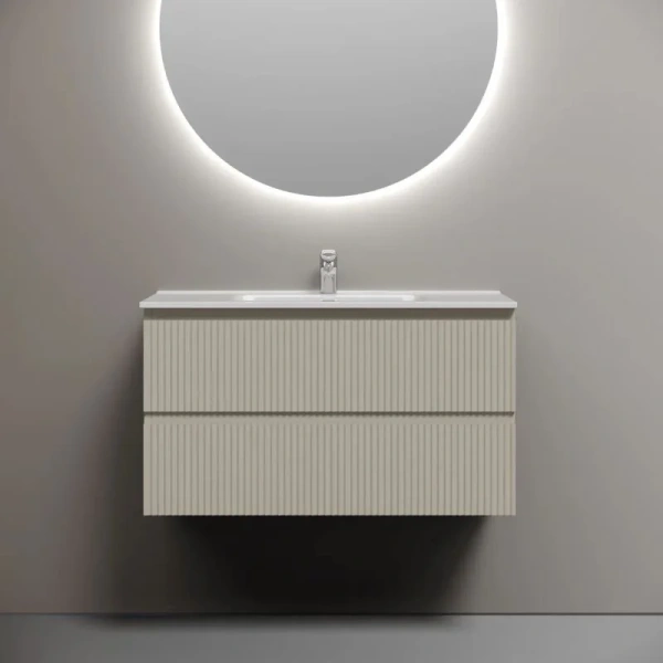 Тумба под раковину подвесная Sancos Snob R 90 см Beige Soft, современная, hi-tech - фото 3