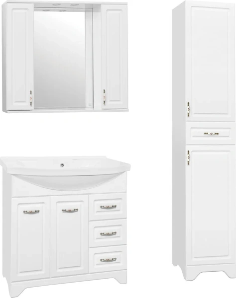 Зеркальный шкаф с подсветкой Style Line Олеандр-2 90 см белый, по запросу - фото 2