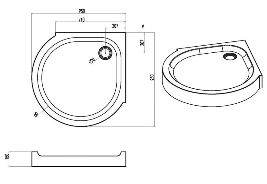 Душевой поддон Am.Pm Like 95x95 см белый - фото 2