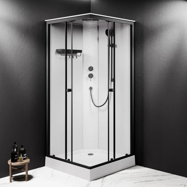 Душевая кабина Am.Pm X-Joy 90x90 см профиль черный стекло прозрачное - фото 3