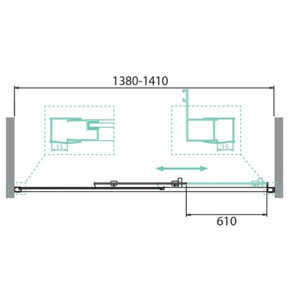 Душевая дверь в нишу BelBagno Due 140 см стекло прозрачное - фото 2