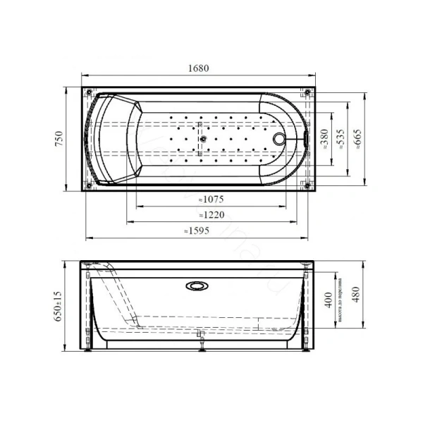Акриловая ванна Радомир Vannesa Кэти 168x75 2-01-0-0-1-225 белая - фото 4