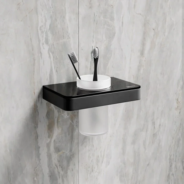 Стакан для ванной Lemark Glass line черный - фото 3