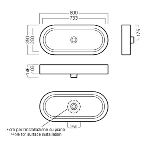 Раковина Hatria Area Y0UF01 80х35 см - фото 4