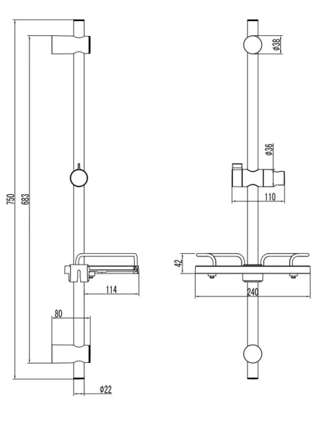 Штанга для душа Lemark LM3775 с полочкой - фото 2