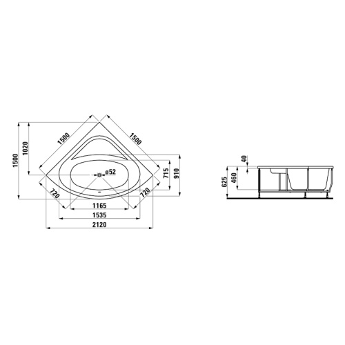 Ванна с гидромассажной системой 605 Laufen Solutions, акриловые - фото 2