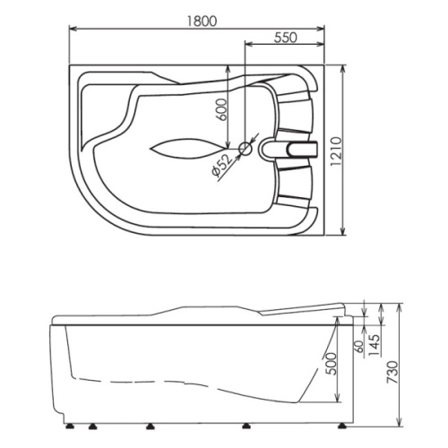 Схема, с гидромассажем, большие, двухместные, глубокие - фото 5