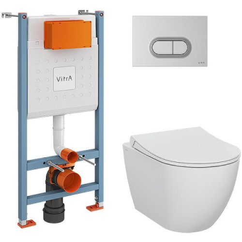 Унитаз с инсталляцией VitrA Mia Round безободковый - фото 1