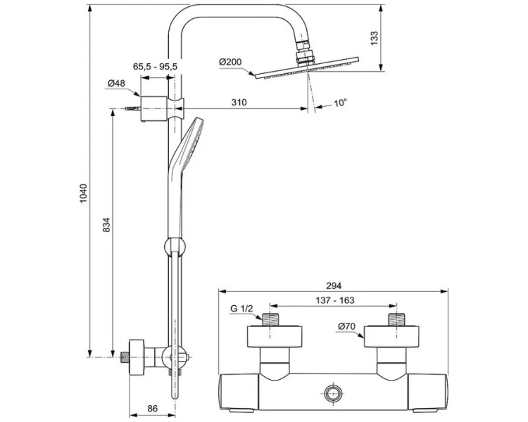 Душевая стойка Ideal Standard IdealRain Soft Evo со смесителем - фото 2