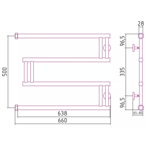 Полотенцесушитель водяной Сунержа High-Tech model M 65x50 см тёмный титан муар - фото 3