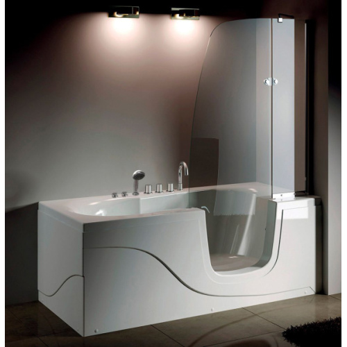 Акриловая ванна правосторонняя пристенная Gemy, современныe, hi-tech - фото 3