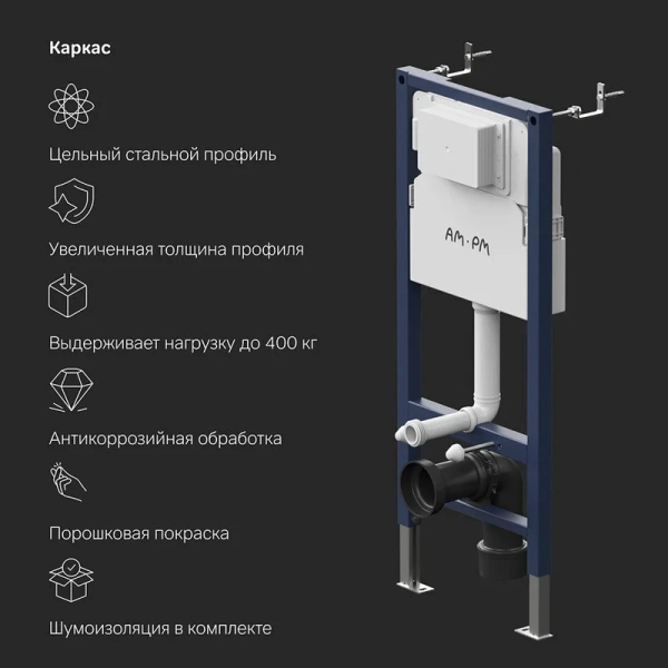 Инсталляция для унитаза Am.Pm PrimeFit с черной клавишей, настенные, напольные - фото 7