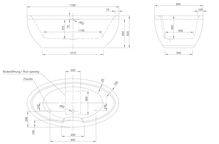 Ванна акриловая Knief Oval 0100-080-06 180 х 95 см - фото 2