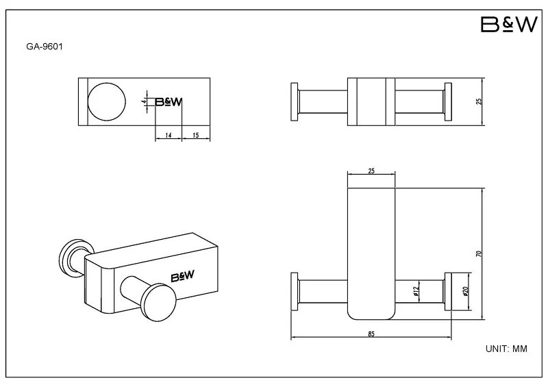 Крючок для ванной Black&White Gravity оружейная сталь - фото 2