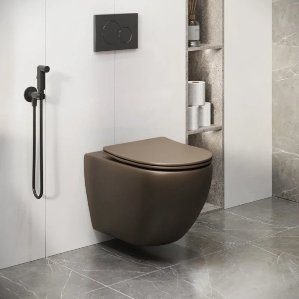 Унитаз подвесной Grossman Color коричневый матовый, фаянс, керамика - фото 8