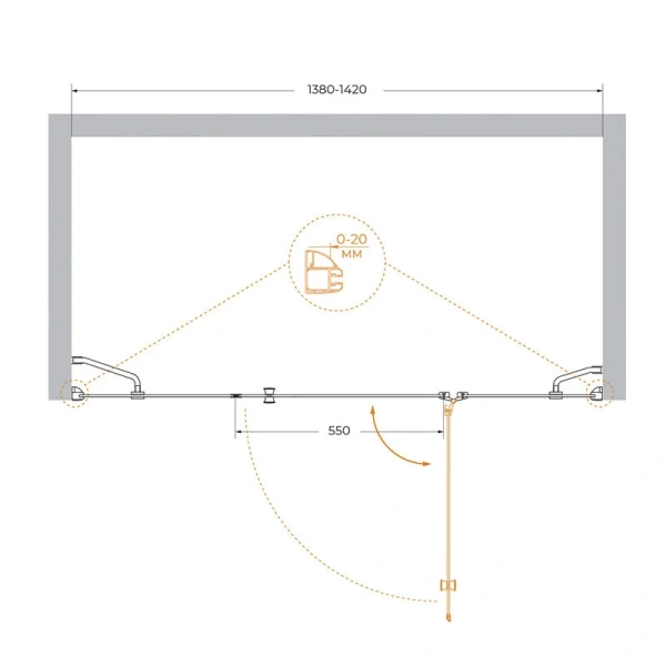 Душевая дверь в нишу Cezares Verona 140 см стекло рифленое Punto, правая, современные, hi-tech - фото 2