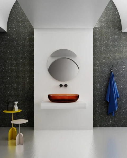 Раковина Abber Kristall 60 см коричневая, в форме чаши, круглой формы - фото 5