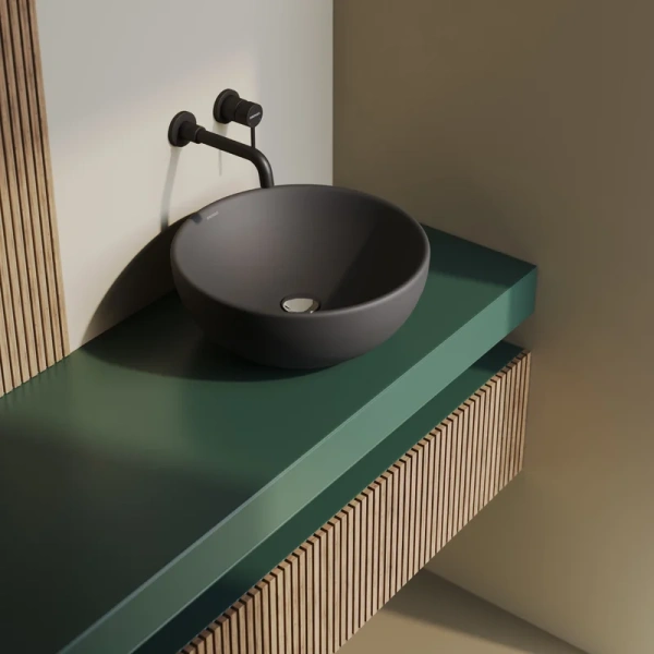 Раковина BERGES Mascon 45 см матовый антрацит, современные, hi-tech - фото 2