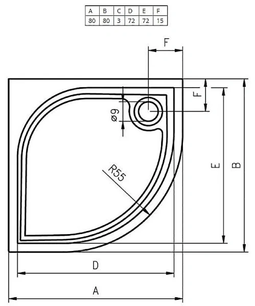 Душевой поддон из литьевого мрамора с сифоном R55 Riho Kolping DB10 80x80 см - фото 4