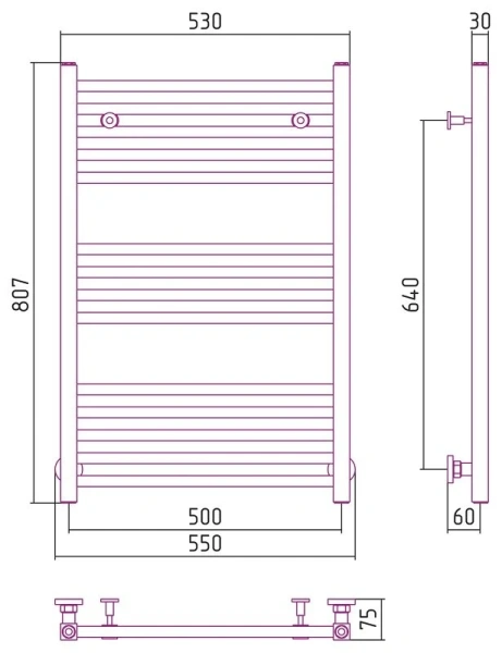 Полотенцесушитель водяной Сунержа Модус 50х80 см без покрытия, современные, hi-tech - фото 2