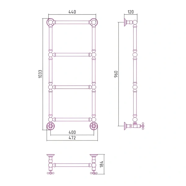 Полотенцесушитель водяной Сунержа Ренессанс 40х96 см сатин - фото 2