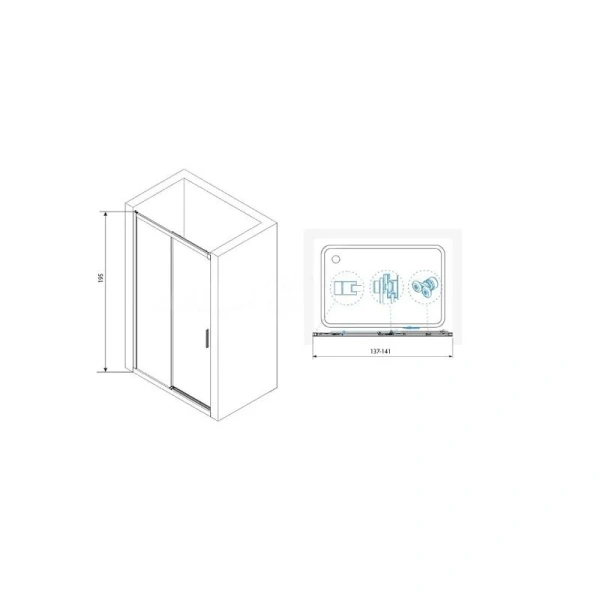 Душевая дверь в нишу RGW Leipzig LE-12-B 140 см профиль черный, стекло прозрачное, современные, hi-tech - фото 2