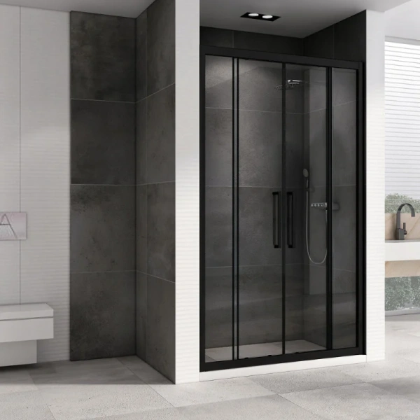 Душевая дверь в нишу Abber Schwarzer Diamant 180 см профиль черный стекло прозрачное, 180 см - фото 3