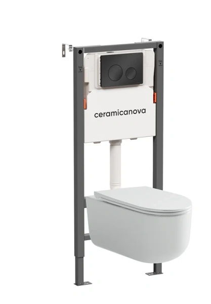 Унитаз с инсталляцией Ceramica Nova Ulma кнопка черная матовая - фото 1