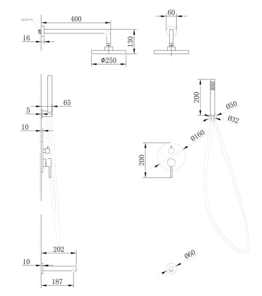 Душевой комплект Abber Emotion AF8817 с изливом - фото 2