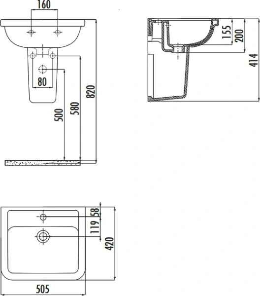 Раковина Creavit Key 50 см белая - фото 2