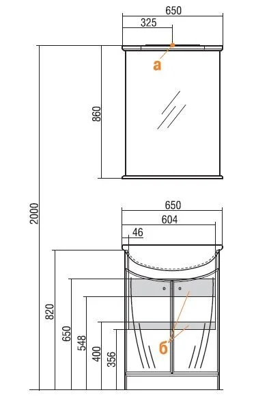 Тумба с раковиной напольная Акватон Минима Н 1A104201MN010 65 см с двумя распашными дверками, в наличии, по запросу, нет в наличии - фото 2